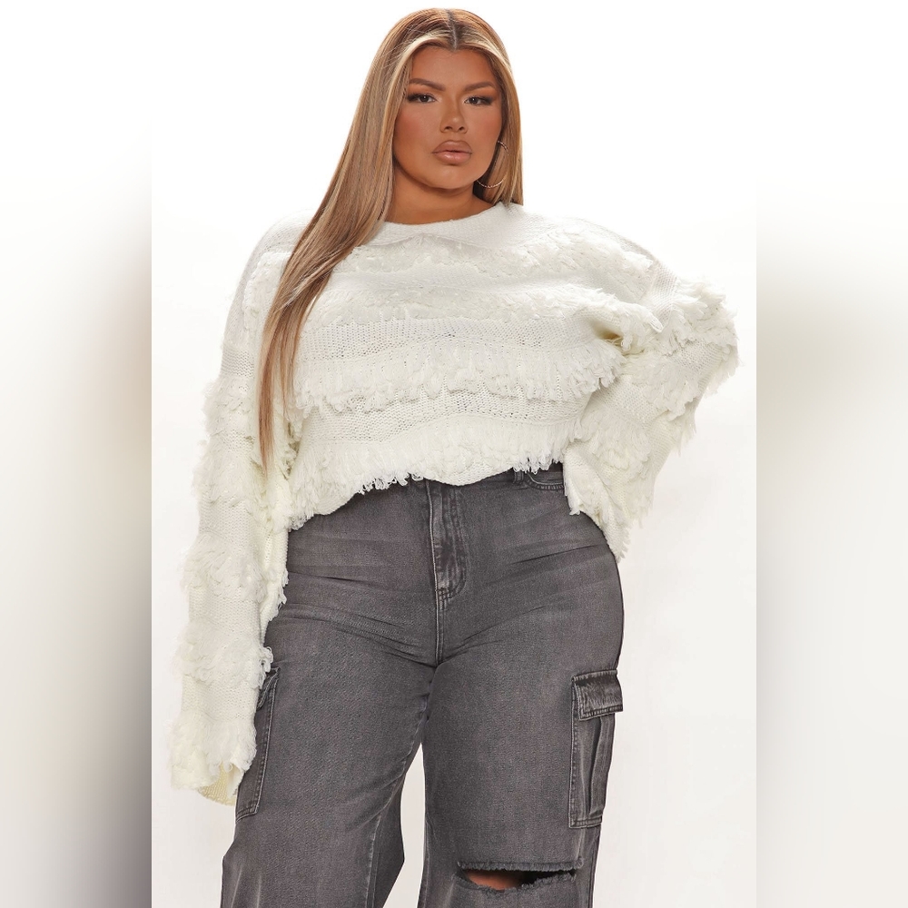 Danielle Fringe Sweater - Ivory XL